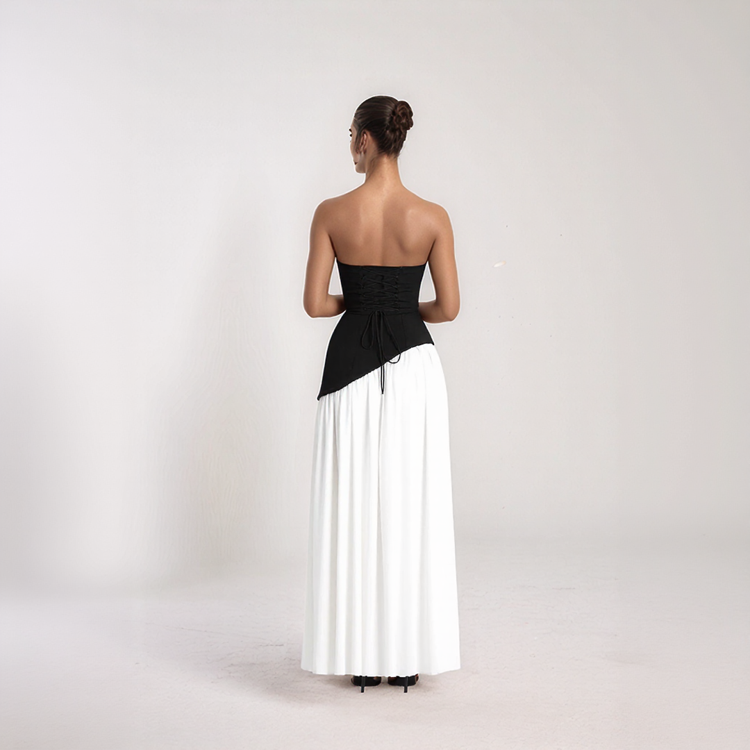 Elegant Corset Maxi Dress with Slit