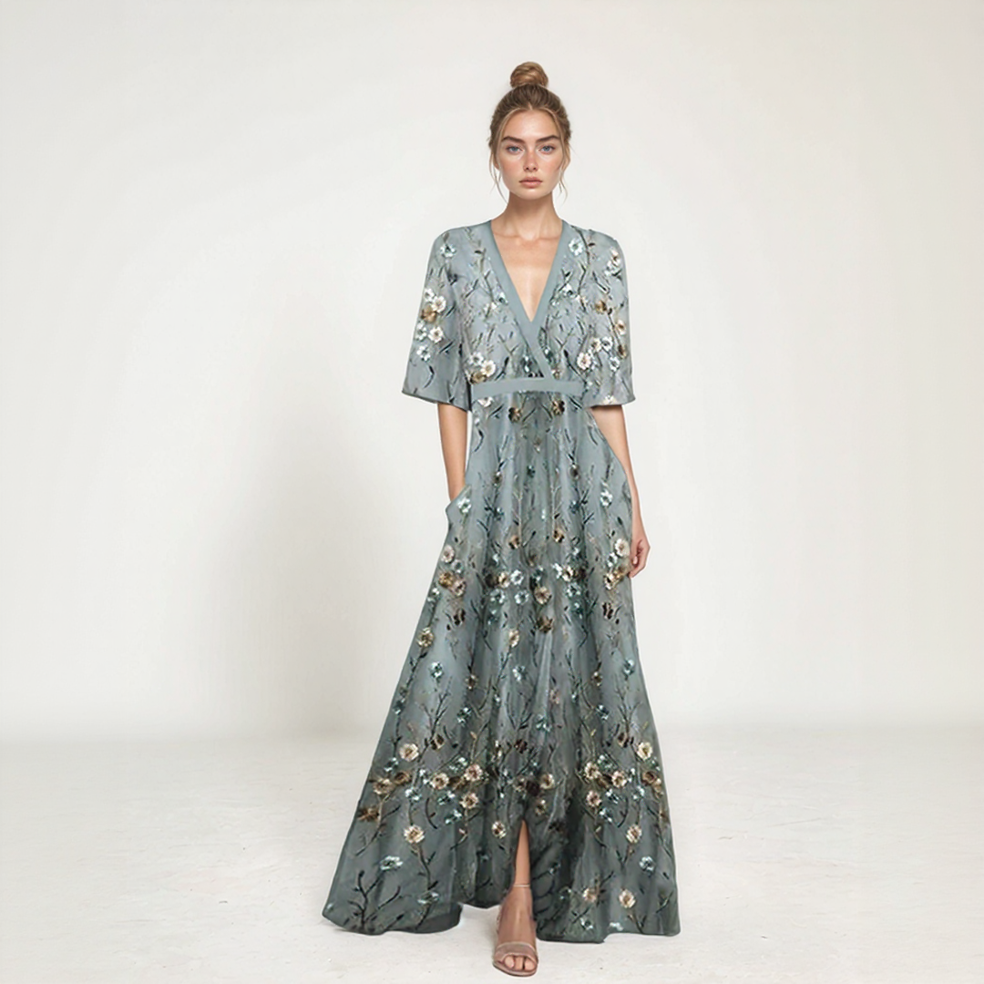 Floral V-Neck Maxi Dress1