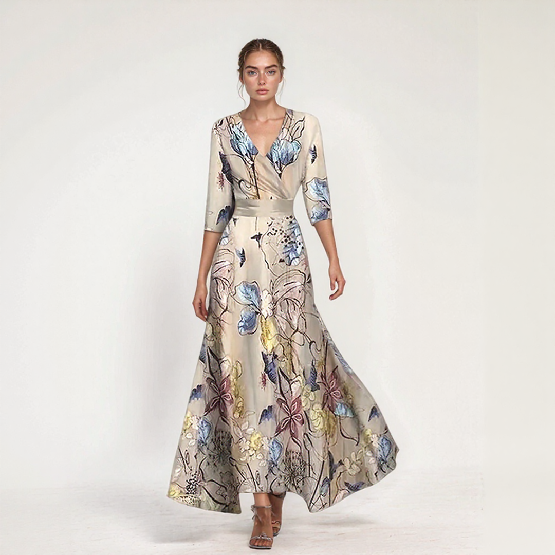 Floral V-Neck Maxi Dress2