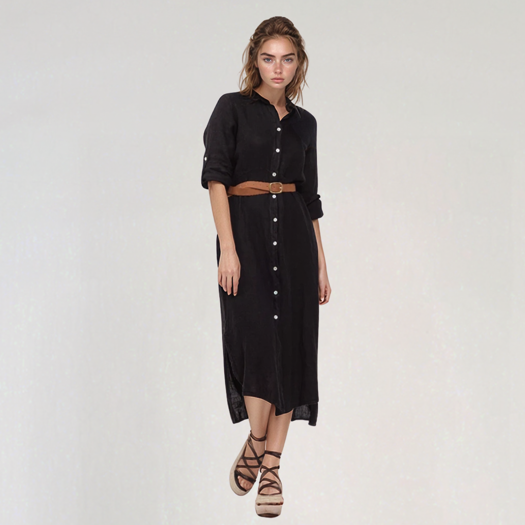 Linen Maxi Shirt Dress1