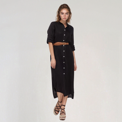 Linen Maxi Shirt Dress1