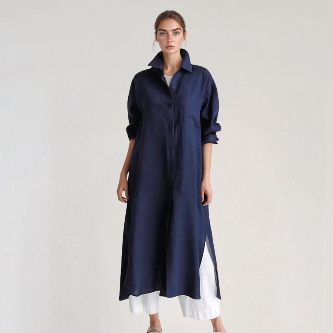 Linen Maxi Shirt Dress2