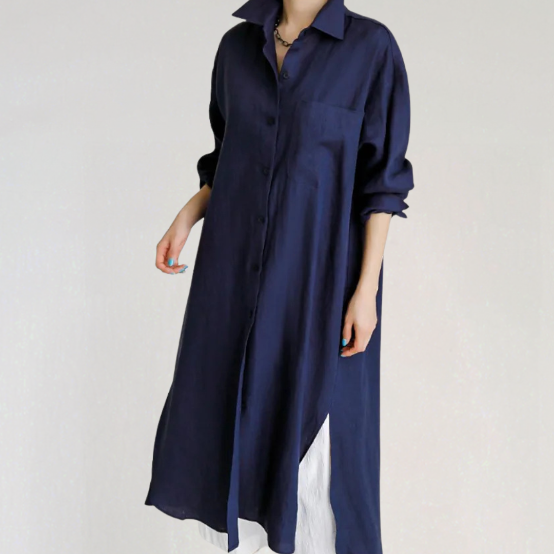 Linen Maxi Shirt Dress3