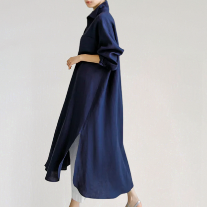 Linen Maxi Shirt Dress6