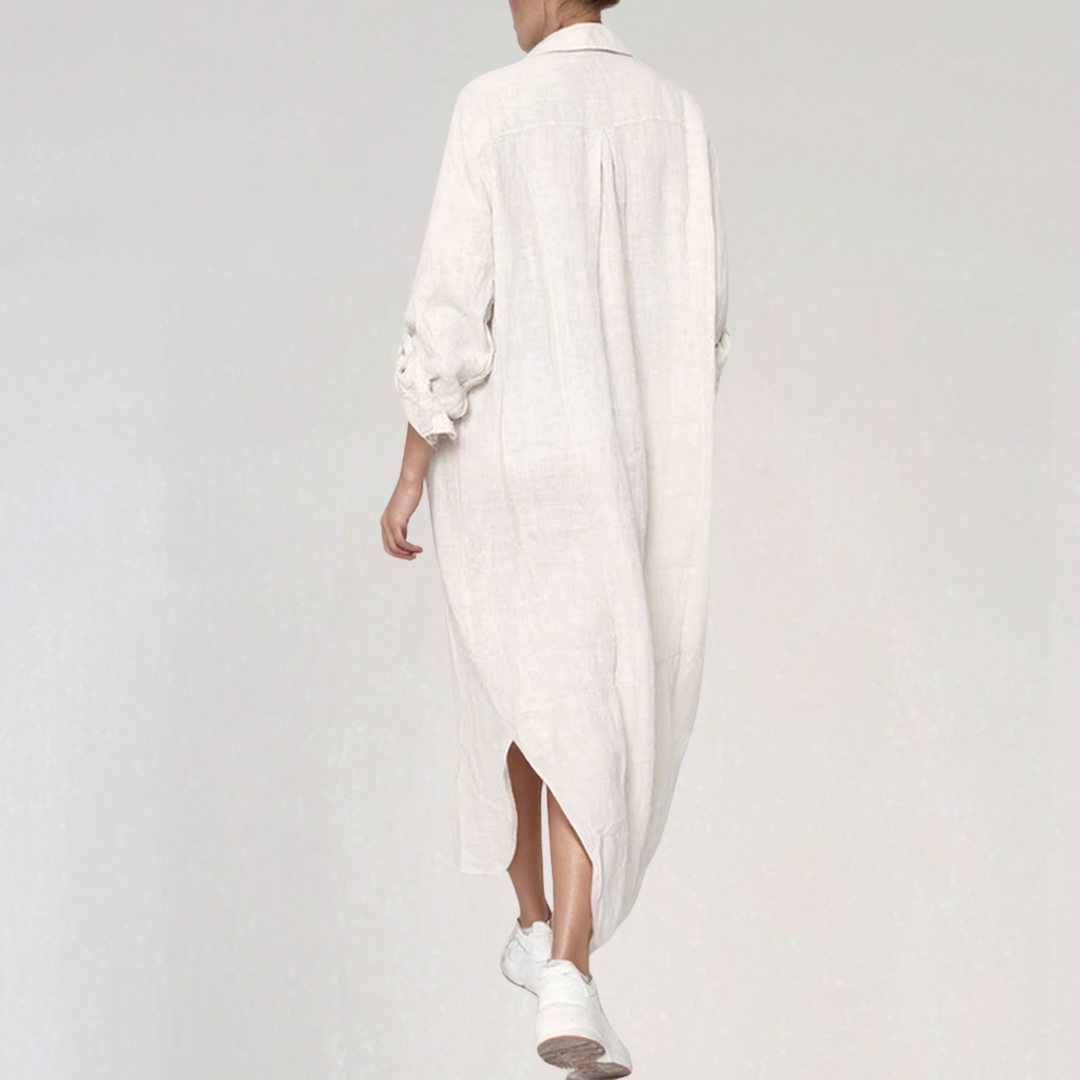 Linen Maxi Shirt Dress7