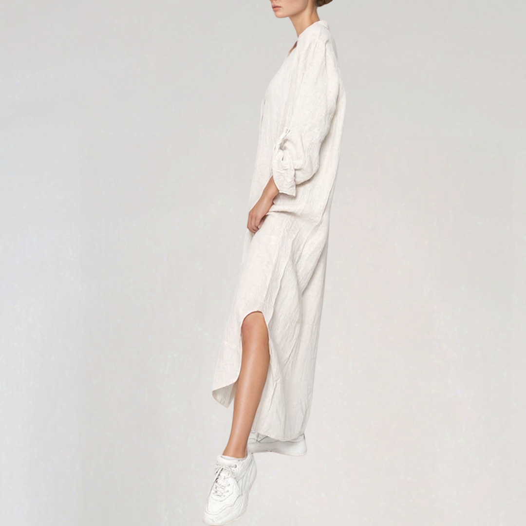 Linen Maxi Shirt Dress8