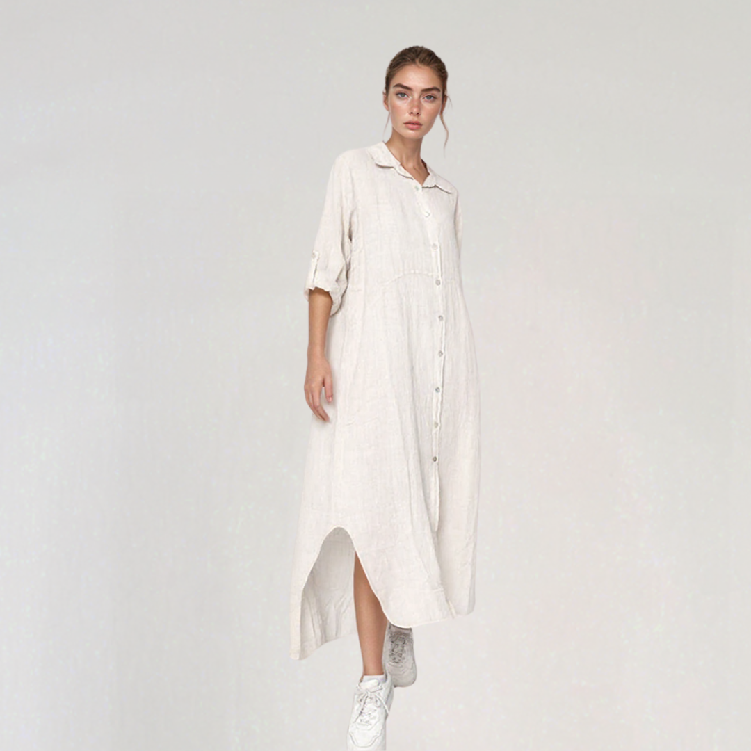 Linen Maxi Shirt Dress9