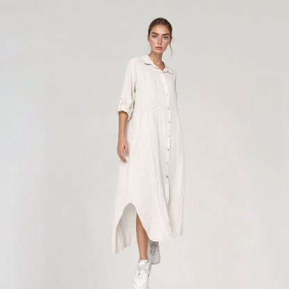 Linen Maxi Shirt Dress9