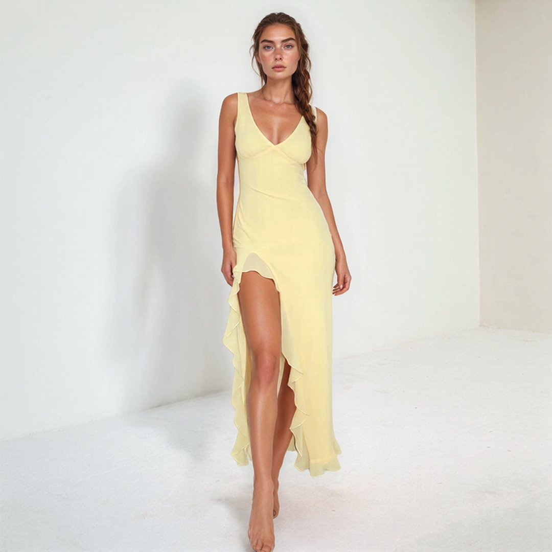 Maxi Dress with Ruffle Trim and Slit1