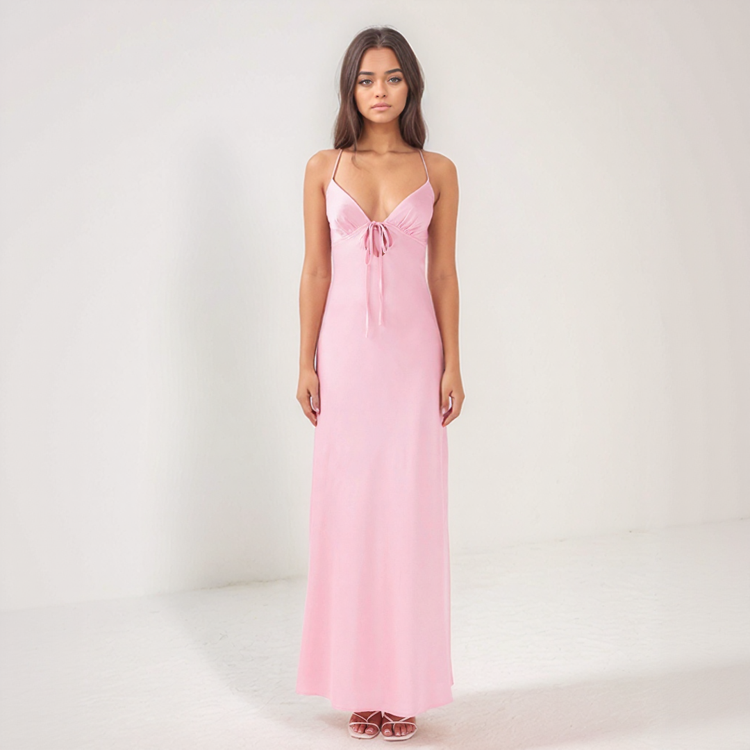 Satin Tie-Back Maxi Dress1
