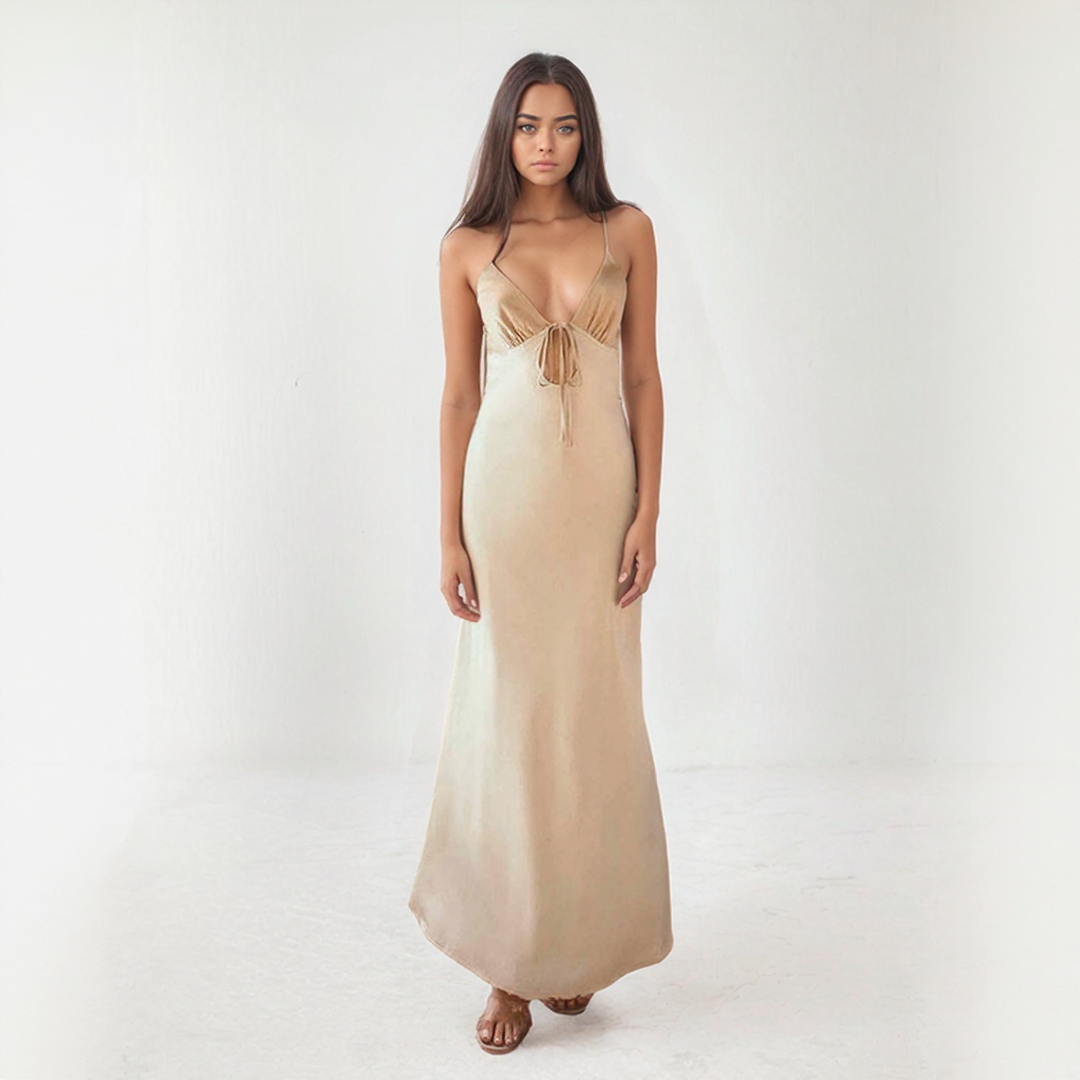 Satin Tie-Back Maxi Dress3