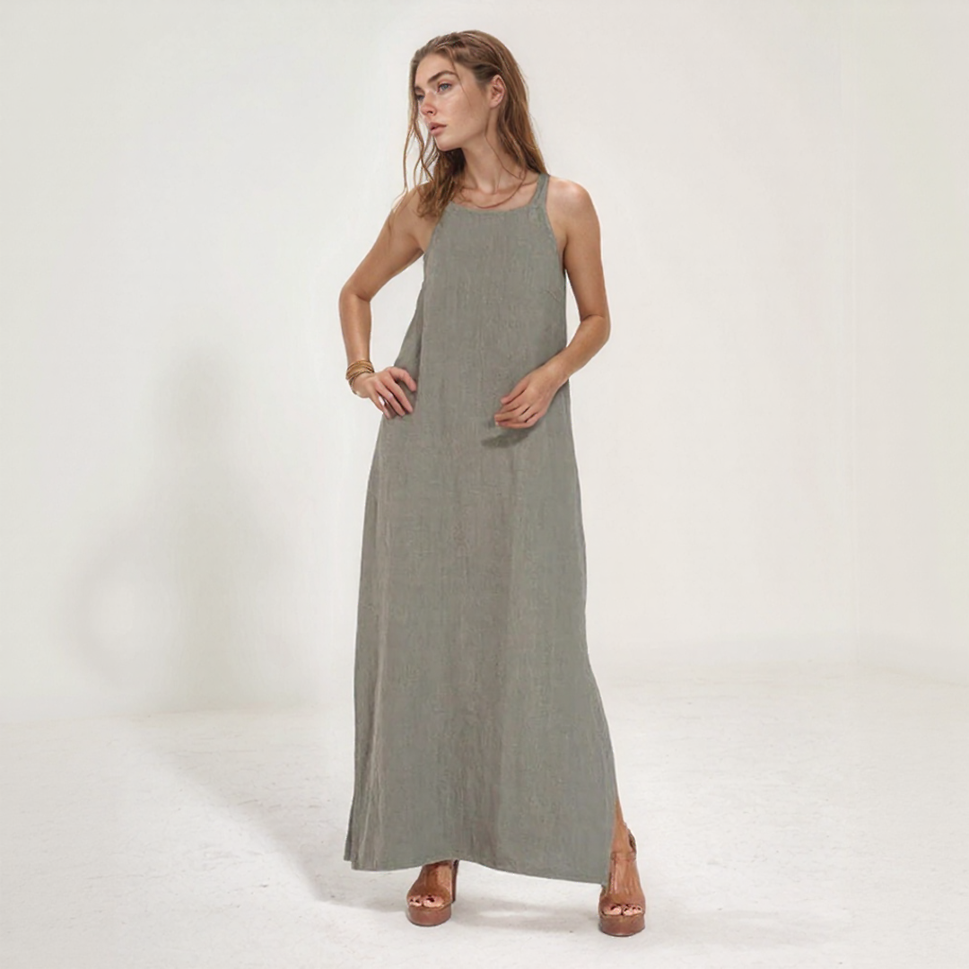 Sleeveless Linen Summer Maxi Dress2