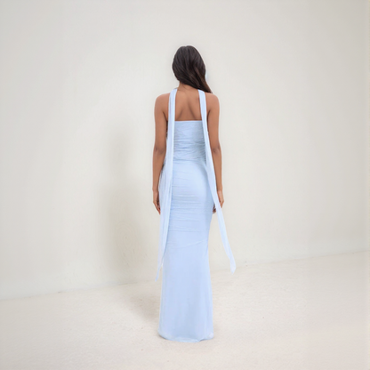 Strapless Maxi Dress with Scarf4