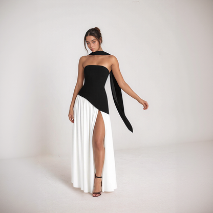 Elegant Corset Maxi Dress with Slit