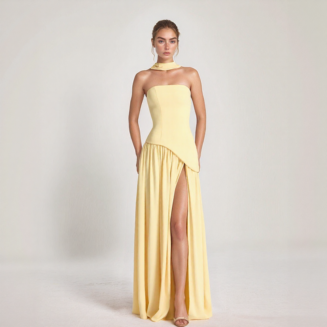 Elegant Corset Maxi Dress with Slit