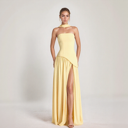Elegant Corset Maxi Dress with Slit