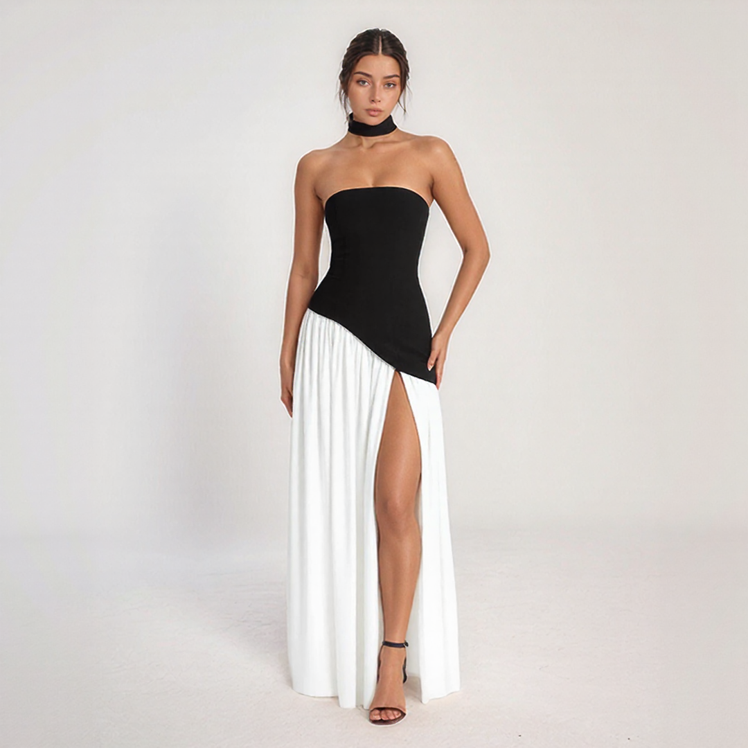 Elegant Corset Maxi Dress with Slit